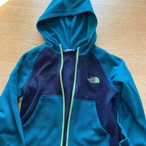 Boys North Face lightweight hooded jacket - Dark Green and Black - Size XS (6)